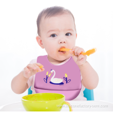 Soft Waterproof Baby Silicone Bib with Patterned Bib